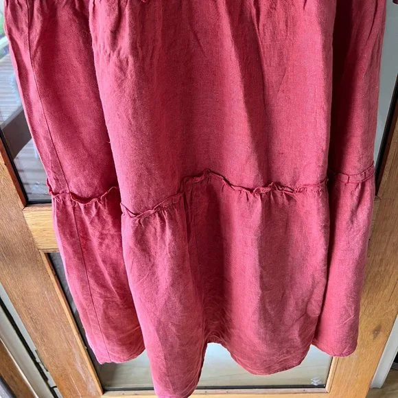 Sussan Sz 18 Colour Terracotta /Rust Relaxed 100% Linen Dress - Picture 4 of 11